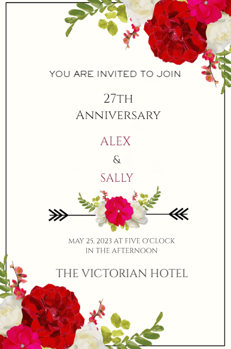 Anniversary 27 invitation template