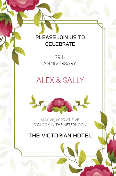 Anniversary 28 invitation template