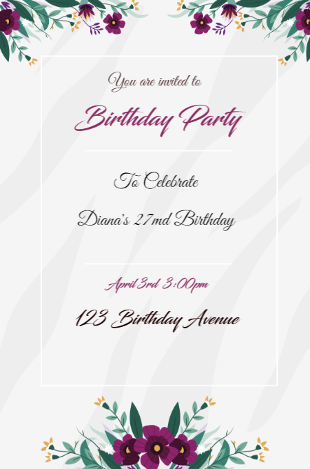 Birthday 5 invitation template
