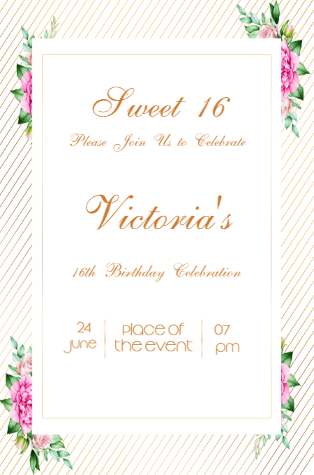 Sweet Sixteen 2 invitation template