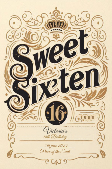 Sweet Sixteen 4 invitation template