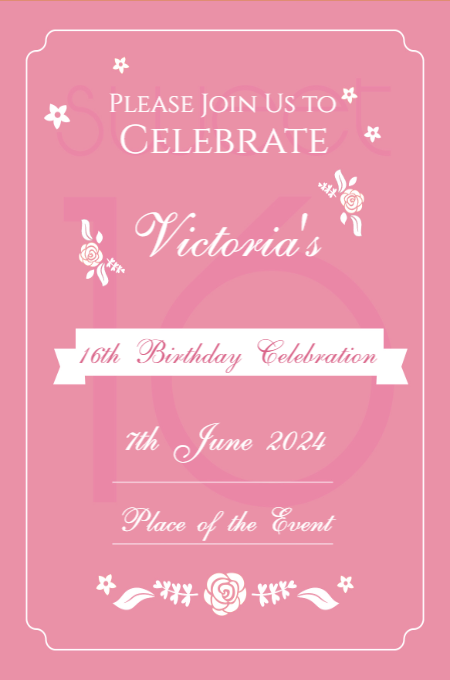 Sweet Sixteen invitation template