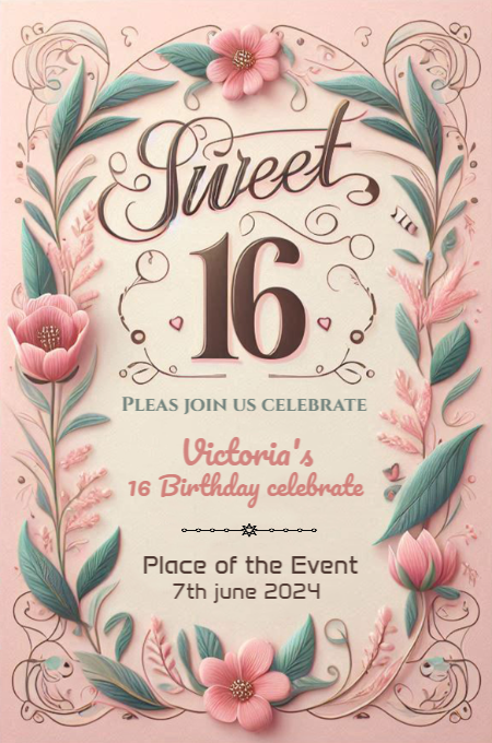 sweet sixteen 11 invitation template