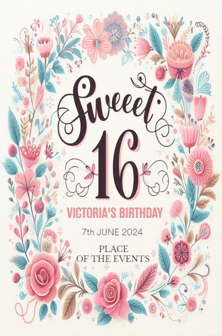 sweet sixteen 16 invitation template