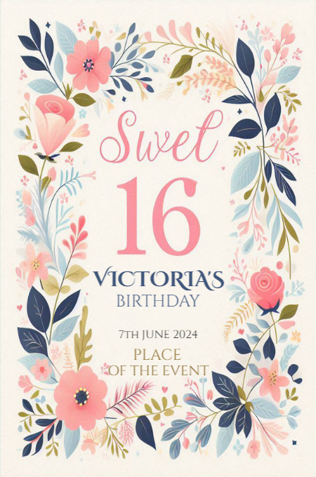 sweet sixteen 17 invitation template