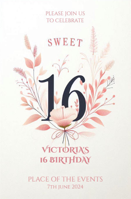 sweet sixteen 18 invitation template