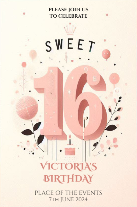 sweet sixteen 20 invitation template