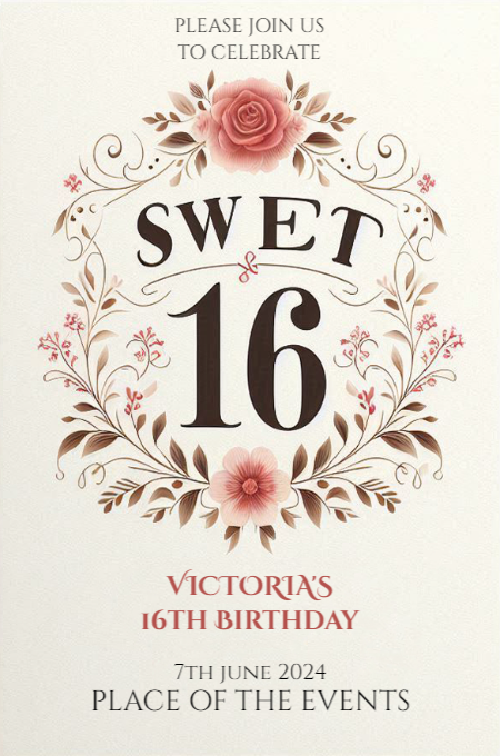 sweet sixteen 24 invitation template