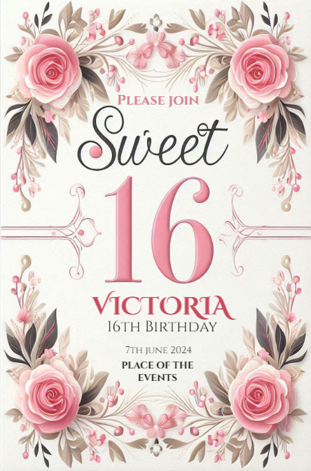 sweet sixteen 26 invitation template