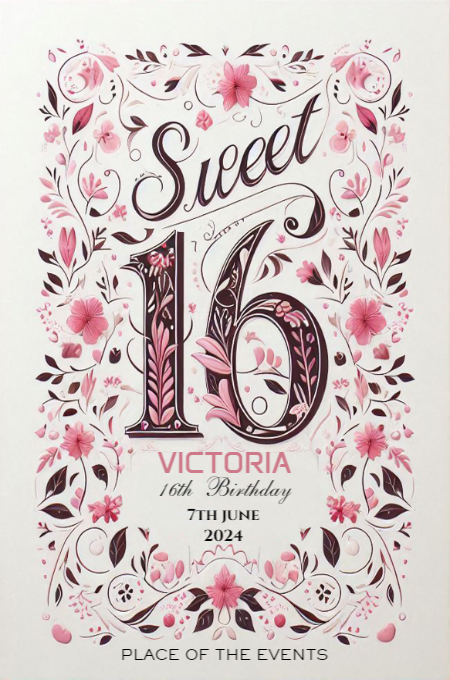 sweet sixteen 34 invitation template