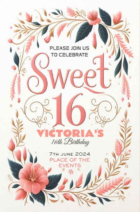 sweet sixteen 37 invitation template