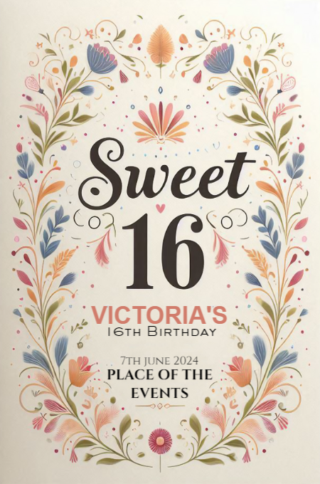 sweet sixteen 38 invitation template
