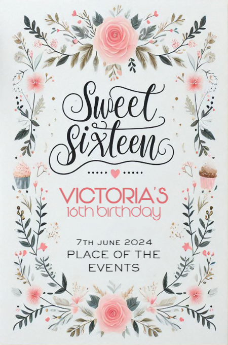 sweet sixteen 43 invitation template