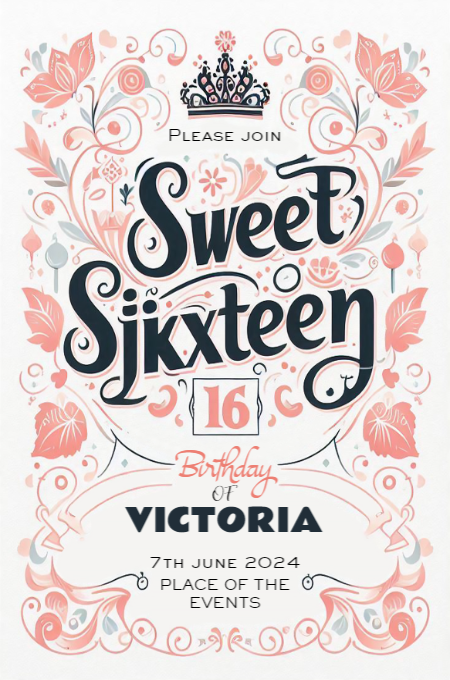 sweet sixteen 44 invitation template