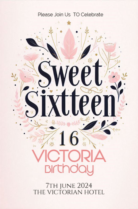 sweet sixteen 52 invitation template