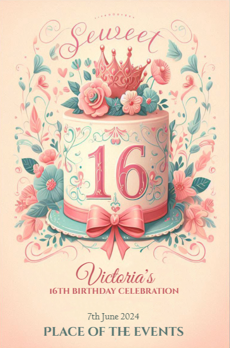 sweet sixteen 8 invitation template