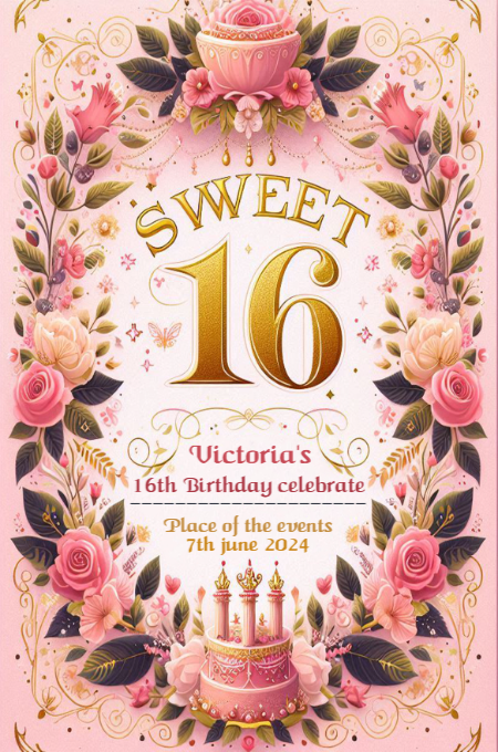 sweet sixteen 9 invitation template